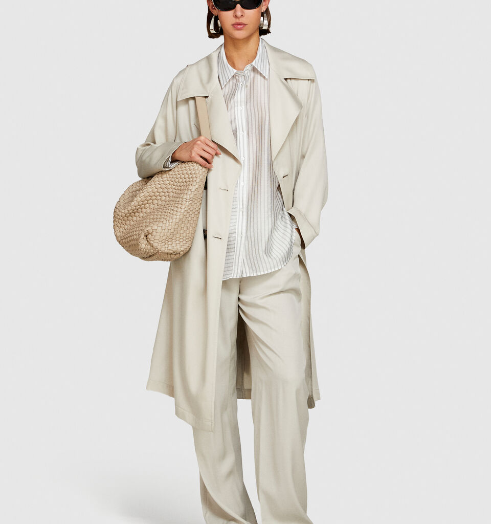 Low-waisted flared fit trousers - women's flared trousers - Beige | Sisley image number 1